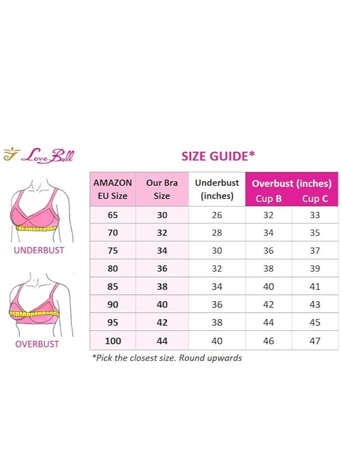 Love Bell - Love Bell Women's Everyday Bra - Double-Layered, High Coverage, All-Day Comfort Bra (PINK) - Image 1