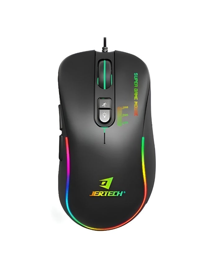 جيرتك ماوس ألعاب جرتك XP13 GUNS ماكرو سلكي DPI 3600 بإضاءة LED ملونة - كروم تردد 1000Hz أسود - Image 1