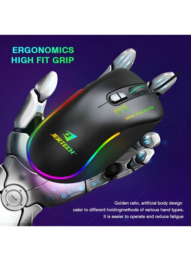 جيرتك ماوس ألعاب جرتك XP13 GUNS ماكرو سلكي DPI 3600 بإضاءة LED ملونة - كروم تردد 1000Hz أسود - Image 5