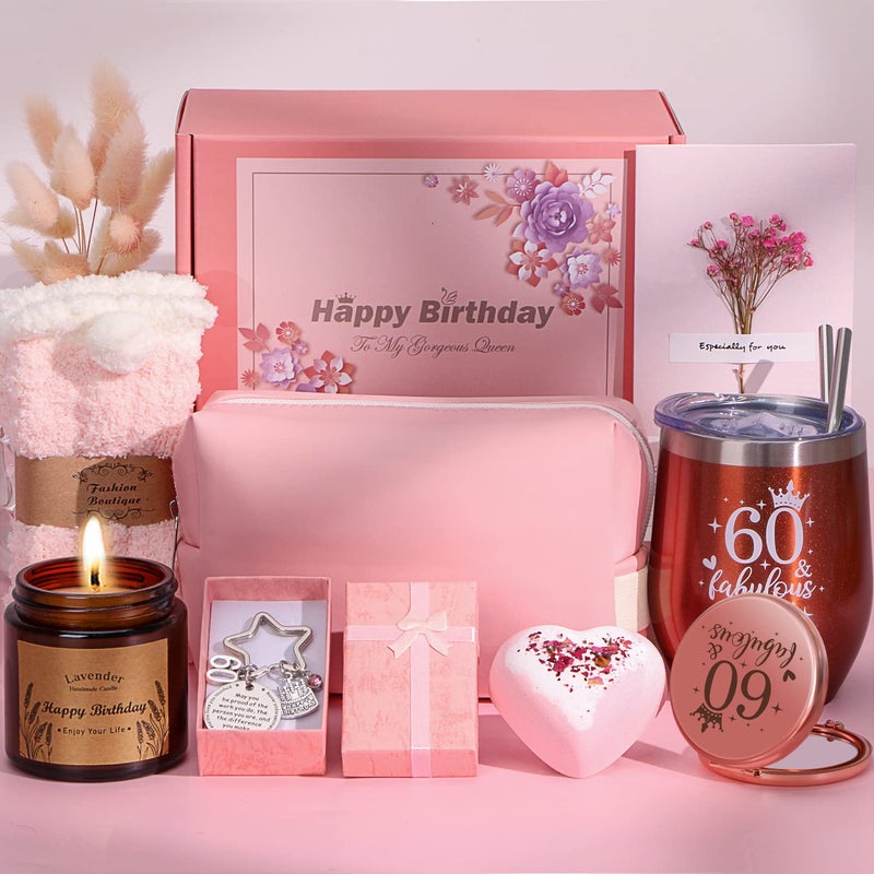 60th Birthday Gifts for Women Personalised Birthday Hampers for Women Turning 60 Funny 60 Year Old Pamper Gift Basket for Best Friend Mum Sister Wife Auntie Ladies 60th Birth day Presents Ideas