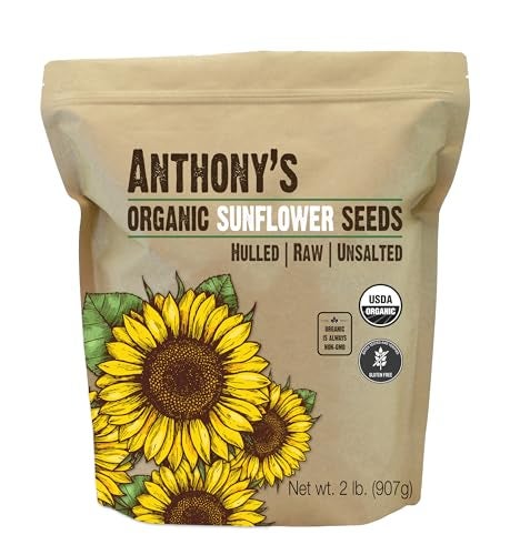 Anthony's Anthonys Organic Hulled Sunflower Seeds 2 lb Raw Unsalted Batch Tested and Gluten Free Keto Friendly - Image 1