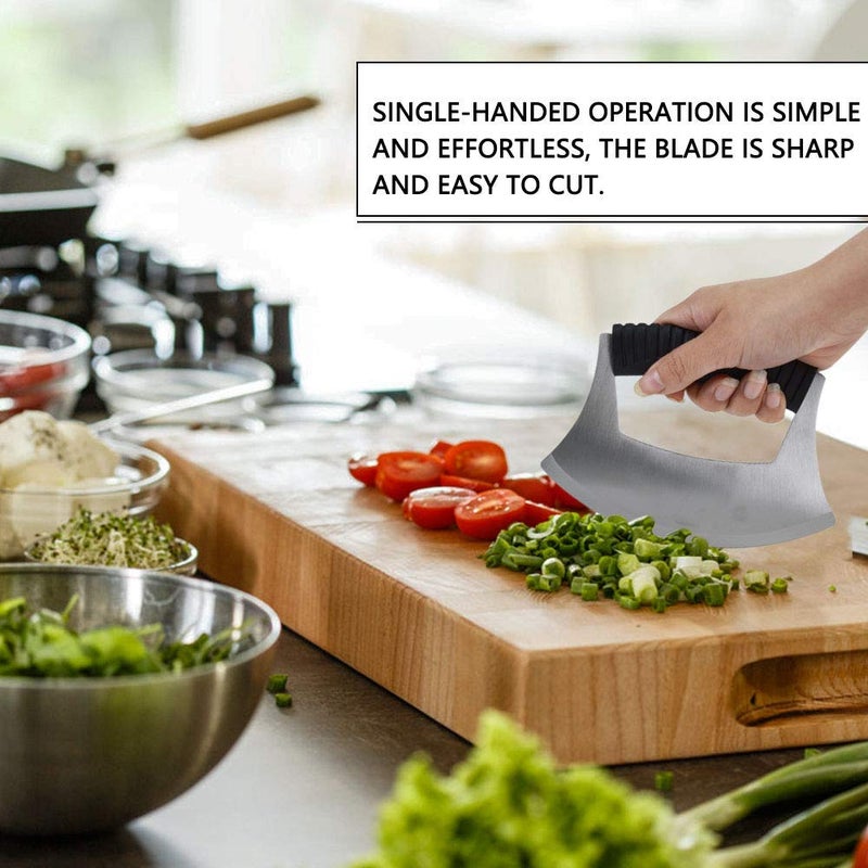 NILKANTH Sharp Stainless Steel Slicer Knife Rocker Style Blade Cover Chop and Slices Perfect Portions Dishwasher Safe Premium Pizza Oven Accessories - Image 4