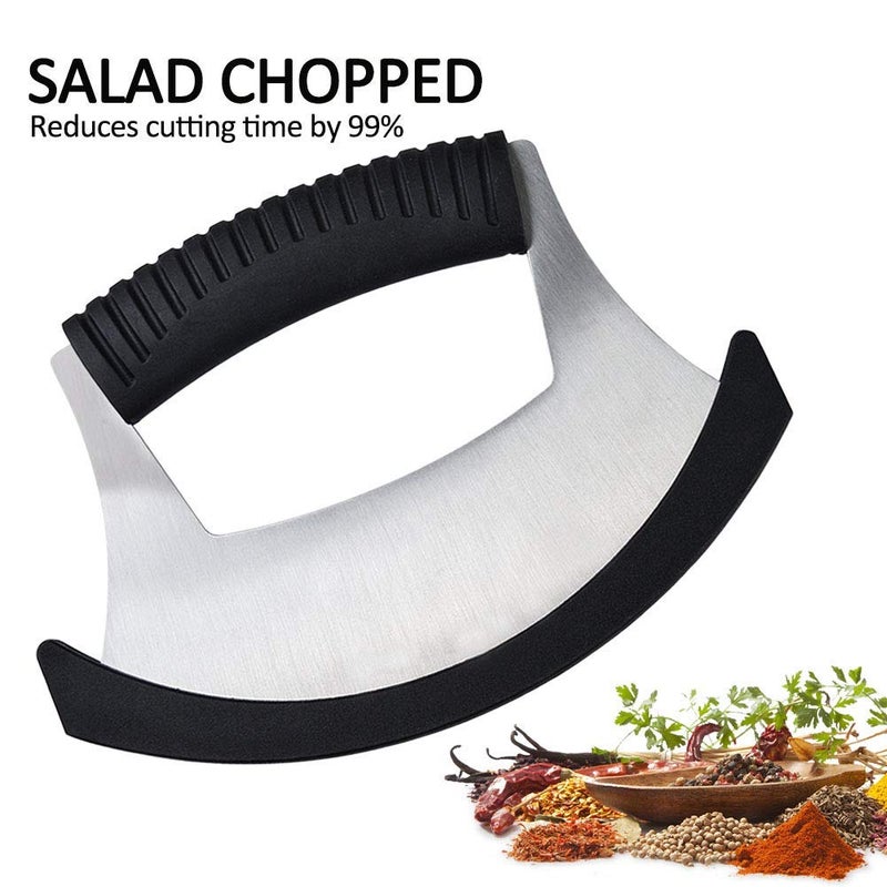 NILKANTH Sharp Stainless Steel Slicer Knife Rocker Style Blade Cover Chop and Slices Perfect Portions Dishwasher Safe Premium Pizza Oven Accessories - Image 3