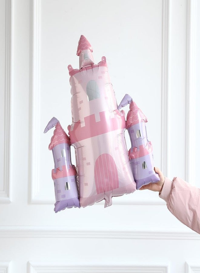 بالونار مجموعة من 4 بالونات لحفلات أعياد ميلاد الأميرات مع بالونات فويل على شكل عربة قلعة مقاس 30 بوصة لتزيين حفلات استقبال المولودة الجديدة (مجموعة من 4 قطع) - Image 3