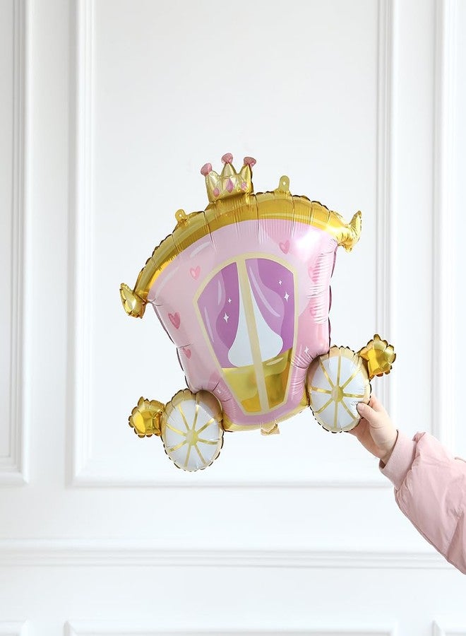 بالونار مجموعة من 4 بالونات لحفلات أعياد ميلاد الأميرات مع بالونات فويل على شكل عربة قلعة مقاس 30 بوصة لتزيين حفلات استقبال المولودة الجديدة (مجموعة من 4 قطع) - Image 5
