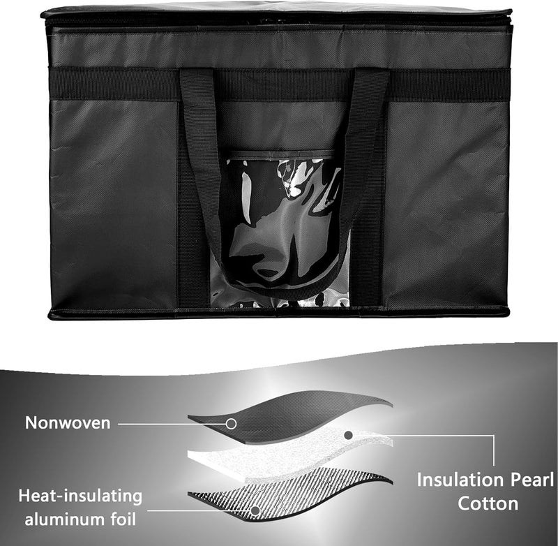 Yalin XXL Large Insulated Cooler Bag, Styrofoam Cooler of Keep Food Hot or Cold, Reusable Double Zipper Food Delivery Bag for Grocery Shopping, 20" W x 13" H x 10" D (Black, XXL (Pro)) - Image 4