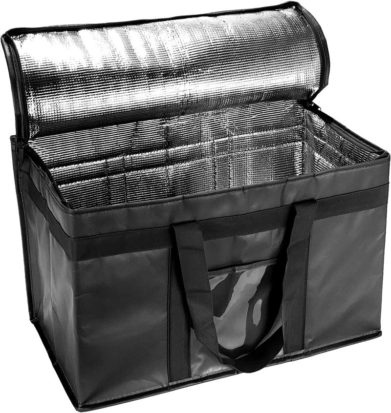 Yalin XXL Large Insulated Cooler Bag, Styrofoam Cooler of Keep Food Hot or Cold, Reusable Double Zipper Food Delivery Bag for Grocery Shopping, 20" W x 13" H x 10" D (Black, XXL (Pro)) - Image 2