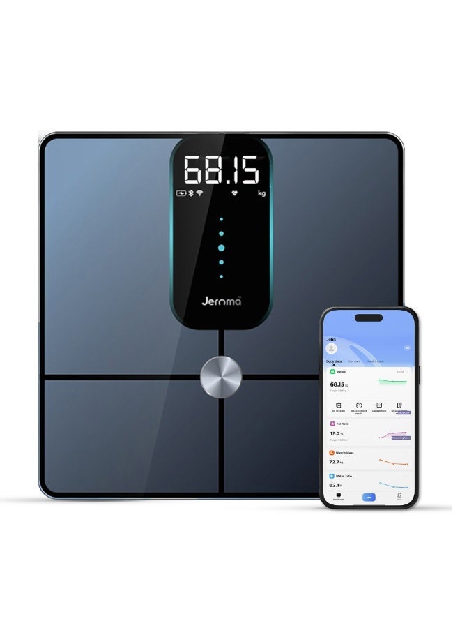 CORE+ SMART BODY SCALE | DIGITAL BATHROOM WEIGHT SCALE & BODY COMPOSITION WEIGHING SCALE WITH 25 HEALTH METRICS, BMI ANALYZER, BLUETOOTH APP SYNC, 180KG CAPACITY | 28X28CM TEMPERED GLASS