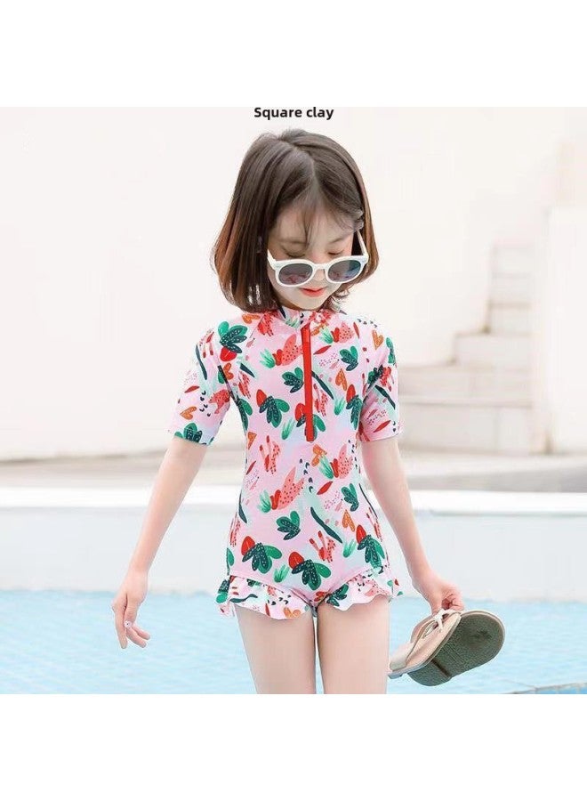 Generic Children's Swimwear Girls' Summer Bikini Swimwear Cute Baby Small And Large Girls' Swimwear-Color:Pink Single Swimsuit-Size:120 Recommended Height Is Around 110cm  - Image 5