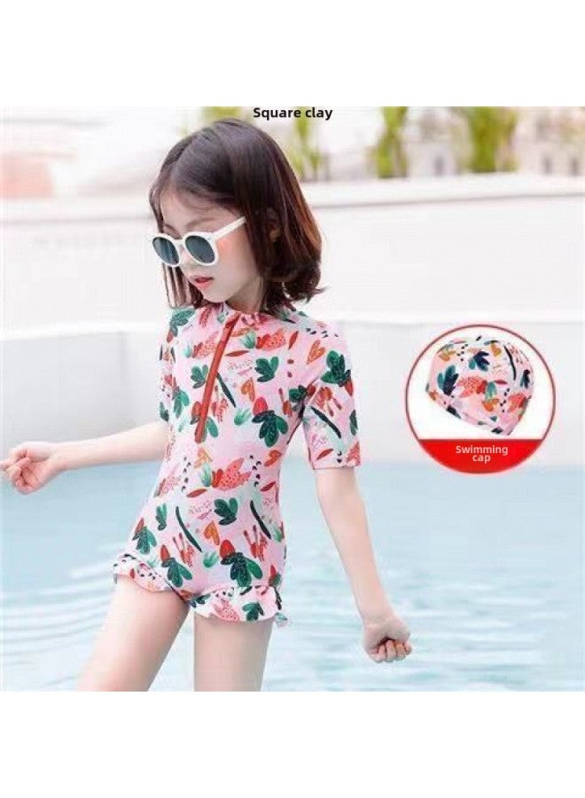 Generic Children's Swimwear Girls' Summer Bikini Swimwear Cute Baby Small And Large Girls' Swimwear-Color:Pink Single Swimsuit-Size:120 Recommended Height Is Around 110cm  - Image 4