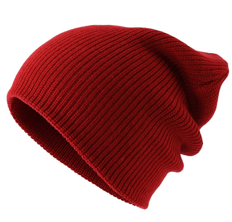 Connectyle Classic Men's Warm Winter Hats Acrylic Knit Cuff Beanie Cap Daily Beanie Hat (Dark Red) - Image 3