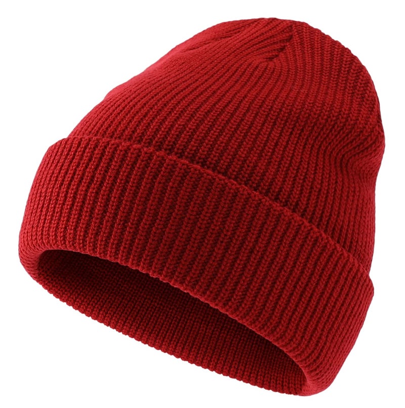 Connectyle Classic Men's Warm Winter Hats Acrylic Knit Cuff Beanie Cap Daily Beanie Hat (Dark Red) - Image 2