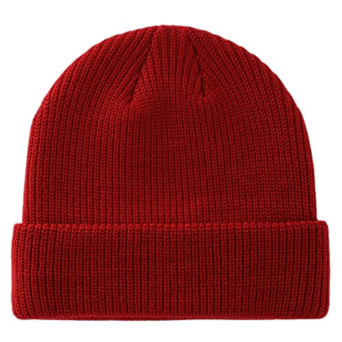 Connectyle Classic Men's Warm Winter Hats Acrylic Knit Cuff Beanie Cap Daily Beanie Hat (Dark Red) - Image 1