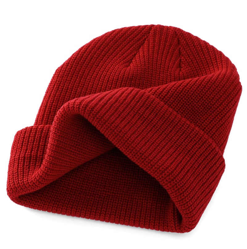 Connectyle Classic Men's Warm Winter Hats Acrylic Knit Cuff Beanie Cap Daily Beanie Hat (Dark Red) - Image 4