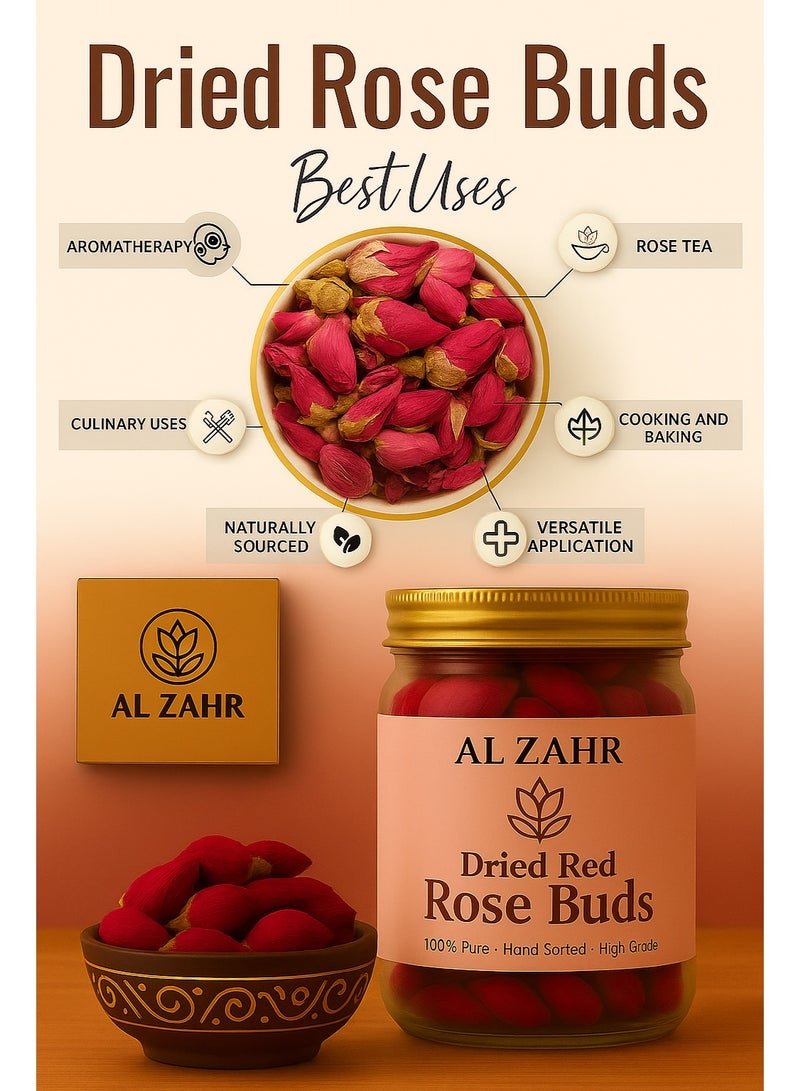 زهر براعم ورد الزهر المجففة الفاخرة - طبيعية ١٠٠٪ ومرتبة يدويًا | مثالية لشاي الورد، والعلاج العطري، والاستخدامات المطبخية - Image 3