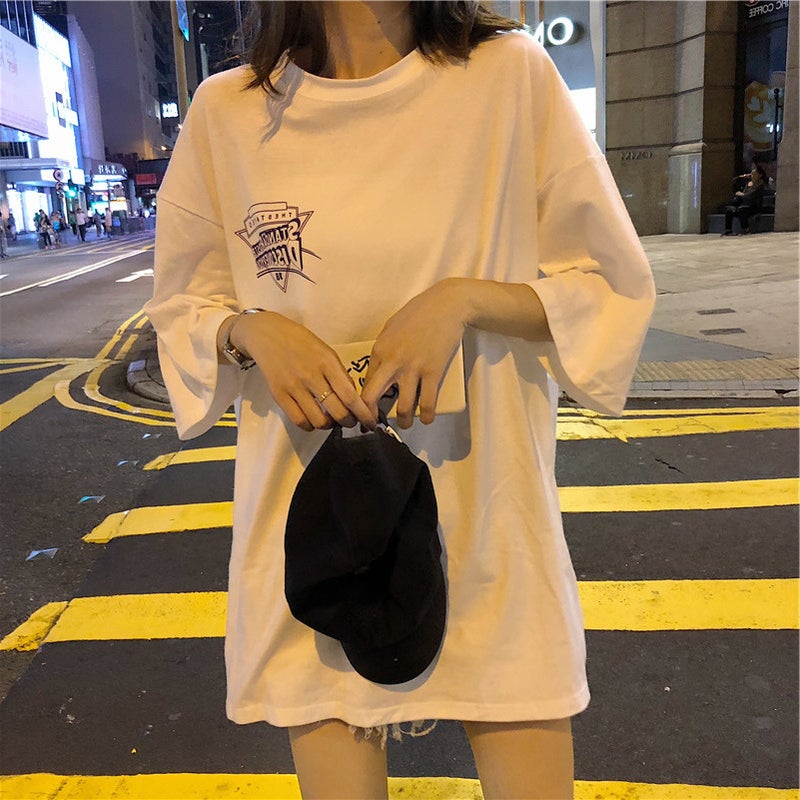 Mid-Length Short-Sleeved T-Shirt Women's 2023 New Korean-Style Hip-Hop hiphop Girl's Top Cool Handsome Street Cross-Border - Image 3