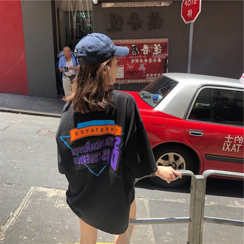 Mid-Length Short-Sleeved T-Shirt Women's 2023 New Korean-Style Hip-Hop hiphop Girl's Top Cool Handsome Street Cross-Border - Image 4