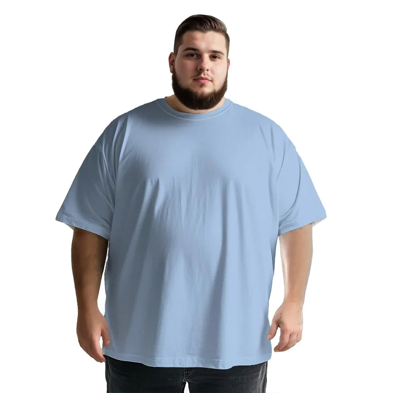 نوبيرو تيشيرت رجالي مقاس كبير أزرق فاتح
