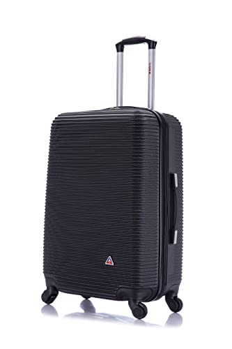 InUSA ROYAL Hardside Spinner Luggage with Ergonomic Handles | Spacious Travel Suitcase with Four Spinner Wheels and Studs | 24 Inch Medium Hardside Spinner Luggage | Black - Image 1