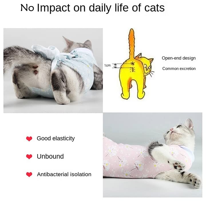 A+a Pets ' Cat Everyday Clothing, for Post Surgery Recovery, Abdominal Wounds or Skin Diseases | Breathable Cotton (Red & Pink, M) - Image 5
