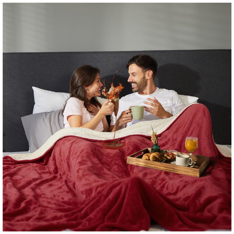 Sacred Weapon Waterproof Blanket for Bed Dual Sherpa Fleece Throw Water Proof Blanket for Couch Absorbent Washable Leak Proof Soft Premium Waterproof Comforter Dark Red 80x50