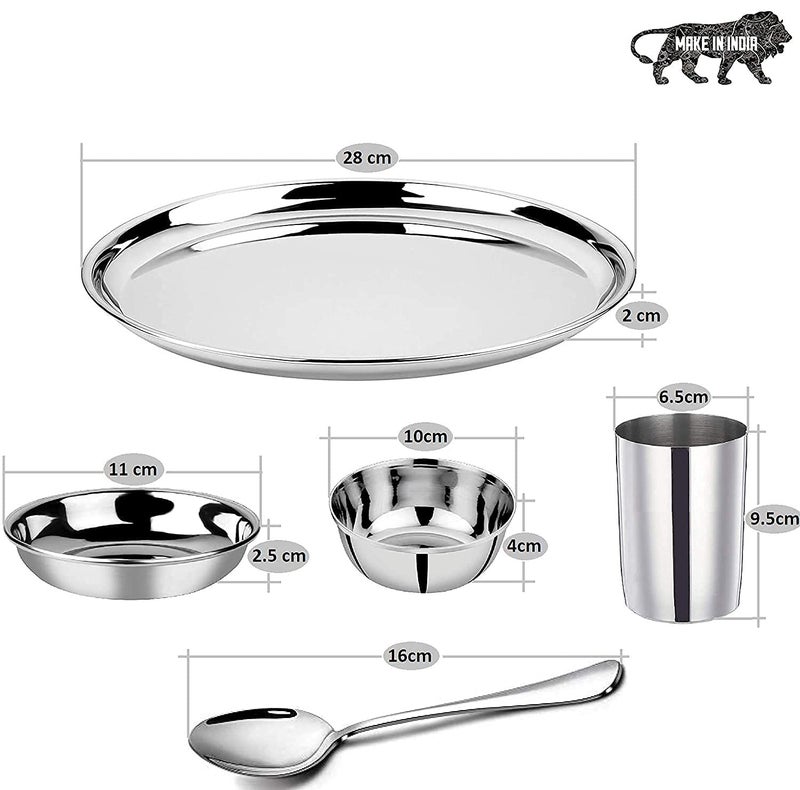 ZINGARO Special Diwali Giftpuja Use fpr Kitchen Stainless Steel Dinner Set of 24 Pcs 4 Pcs Thali 4 Pcs Half Plate 4 Pcs Small Plate 4 Pcs Bowl 4 Pcs Glass 4 Pcs Spoon - Image 2