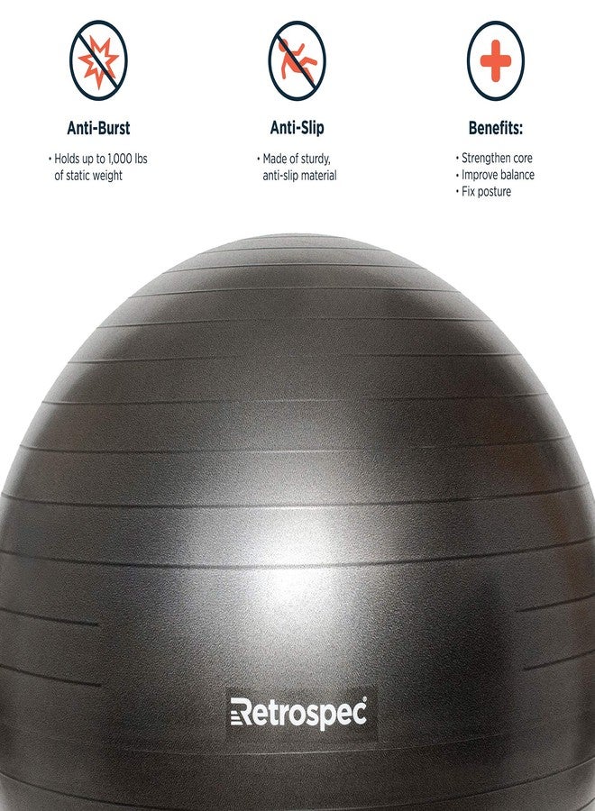 Retrospec Luna Exercise Ball & Pump with Anti-Burst Material, Perfect for Balance, Stability, Yoga & Pilates - Image 4
