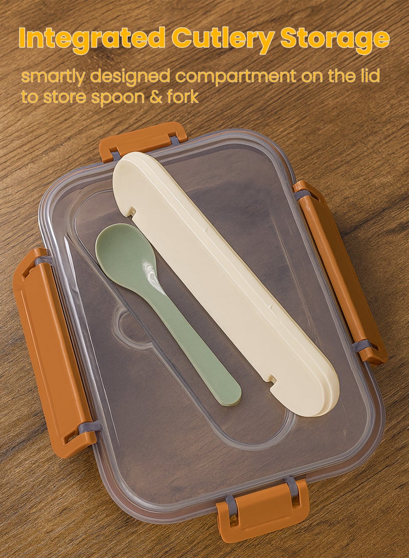 Toshionics Stainless Steel Classic Lunchbox 1.4L – Bento Meal Box with 2 Compartment, Spoon and Integrated Cutlery Slot on Lid – Freezer, Dishwasher and Microwave Safe, Leakproof and Airtight with Dual Compartment, BPA-Free, Lightweight, Durable Food Container for Adults and Kids – Home, Office, School, Daycare, Travel – 20x14x5 cm - Image 3