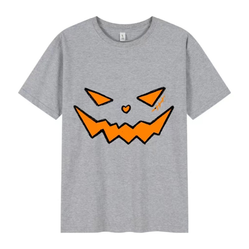 Short Sleeve Devil Pumpkin Print Pattern Top Plus Size Tee - Image 5