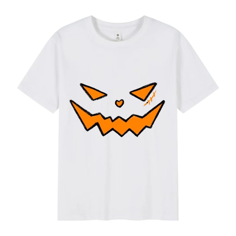Short Sleeve Devil Pumpkin Print Pattern Top Plus Size Tee - Image 4