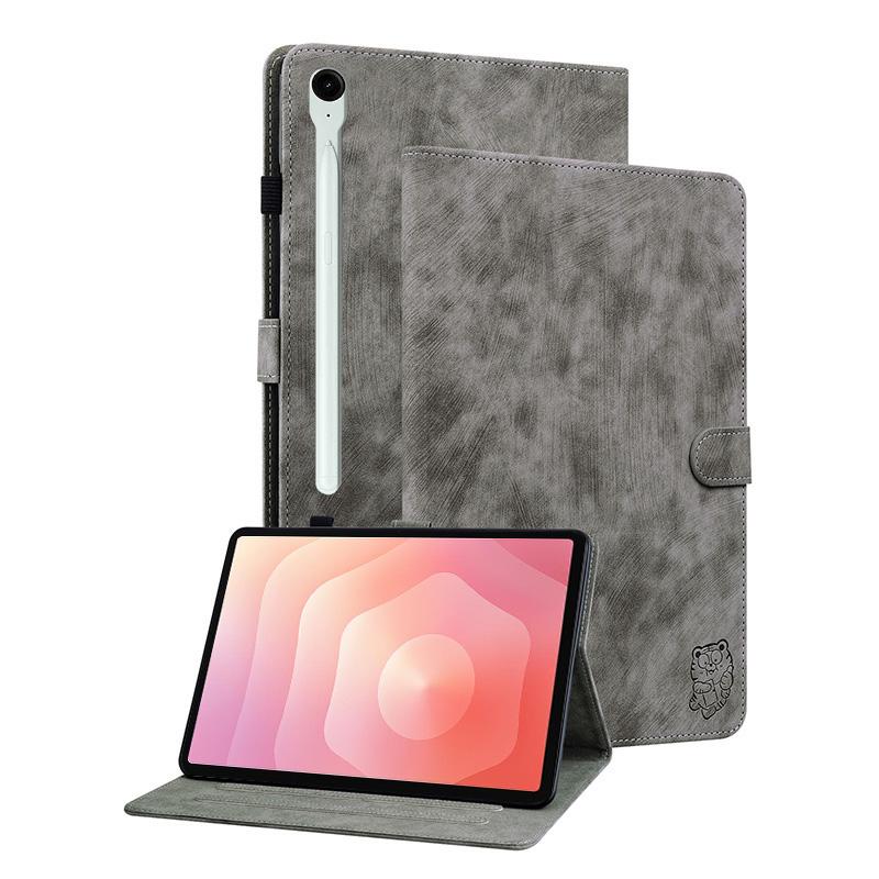 For Samsung Galaxy Tab S11 Tiger Pattern Flip Leather Tablet Case(Grey) - Image 1