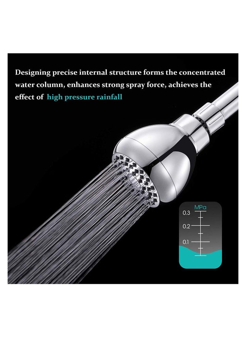High Pressure Shower Head 3 Inches Anti-clog Anti-leak Fixed Showerhead Chrome with Adjustable Swivel Brass Ball Joint for Relaxing and Comfortable Shower Experience