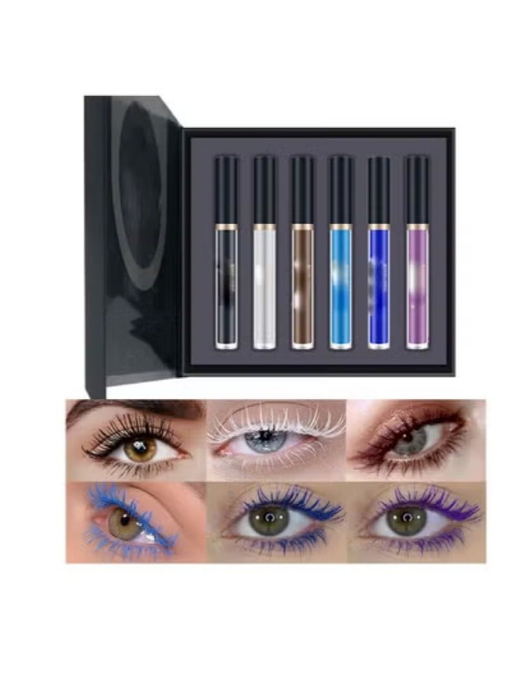 Generic 6 Color Colored Colorful Waterproof Mascara for Eyelashes Set,Blue White Black Brown Purple Mascara for Eyelashes, Long Lasting Charming Voluminous Mascara for Women, Cruelty Free Vegan Eye Makeup  - Image 1