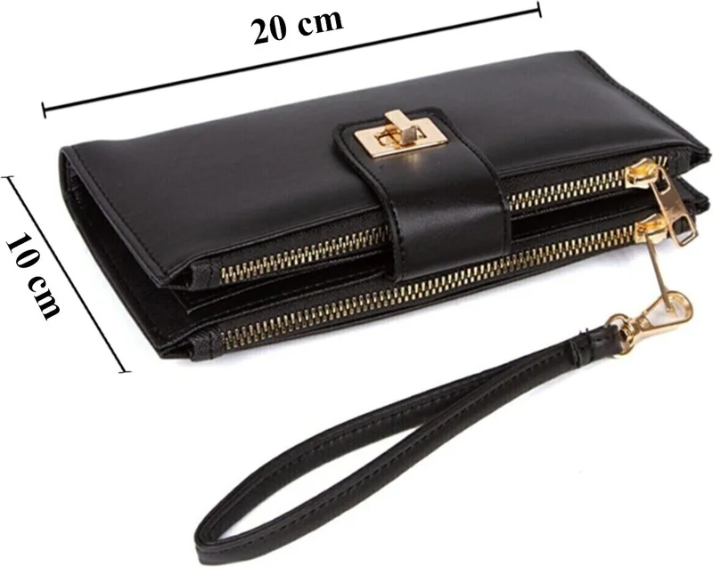 Avca Women's Leather Phone Cash Wallet with Lockable Compartment and Wrist Strap