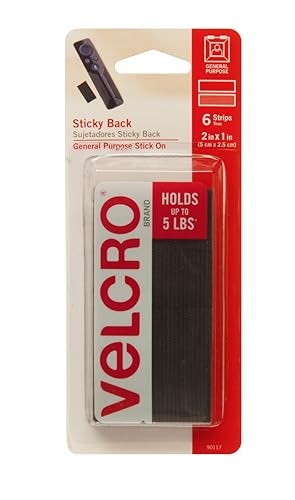 VELCRO Brand علامة فيلكرو - مشابك لاصقة ذات ظهر لزج | مثالية للمنزل أو المكتب | شرائط 2 بوصة × 1 بوصة | عبوة من 6 | أسود، 6Pk - Image 1