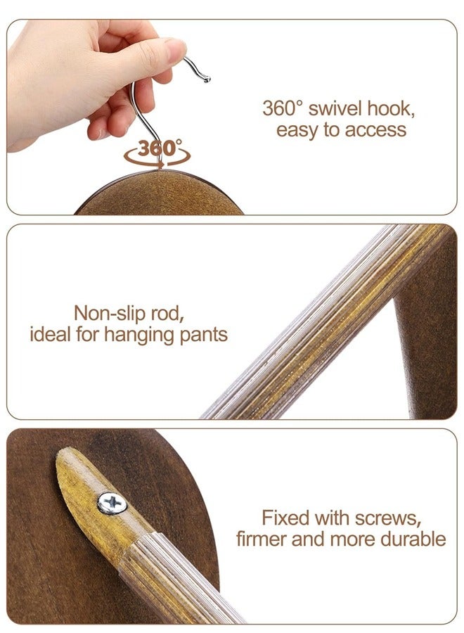 DUNISO 4-Pack Wide Shoulder Wooden Hangers,Walnut Suit Hangers with Non Slip Pants Bar, Smooth Finish 360° Swivel Hook Solid Wood Coat Hangers for Dress, Jacket, Pants, Heavy Clothes Hangers - Image 3