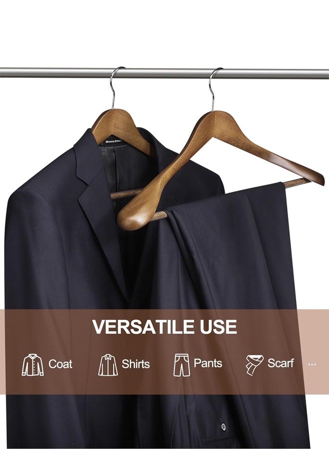 DUNISO 4-Pack Wide Shoulder Wooden Hangers,Walnut Suit Hangers with Non Slip Pants Bar, Smooth Finish 360° Swivel Hook Solid Wood Coat Hangers for Dress, Jacket, Pants, Heavy Clothes Hangers - Image 5