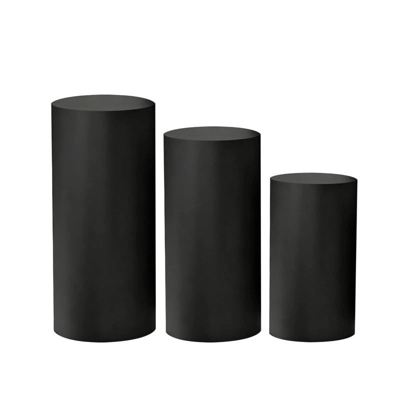 Black Cylinder Stands Set Of 3 For Party Decor And Display - Image 2