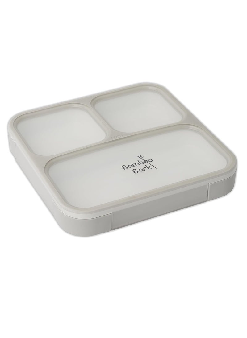 Bamboo Bark - Bamboo Bark Bento Lunch Box for Kids & Adults - Snack Box with 3 Compartments & Slim Design - Dishwasher Safe & BPA Free - Grey - Image 1