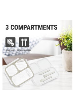 Bamboo Bark Bamboo Bark Bento Lunch Box for Kids & Adults - Snack Box with 3 Compartments & Slim Design - Dishwasher Safe & BPA Free - Grey  - Image 4