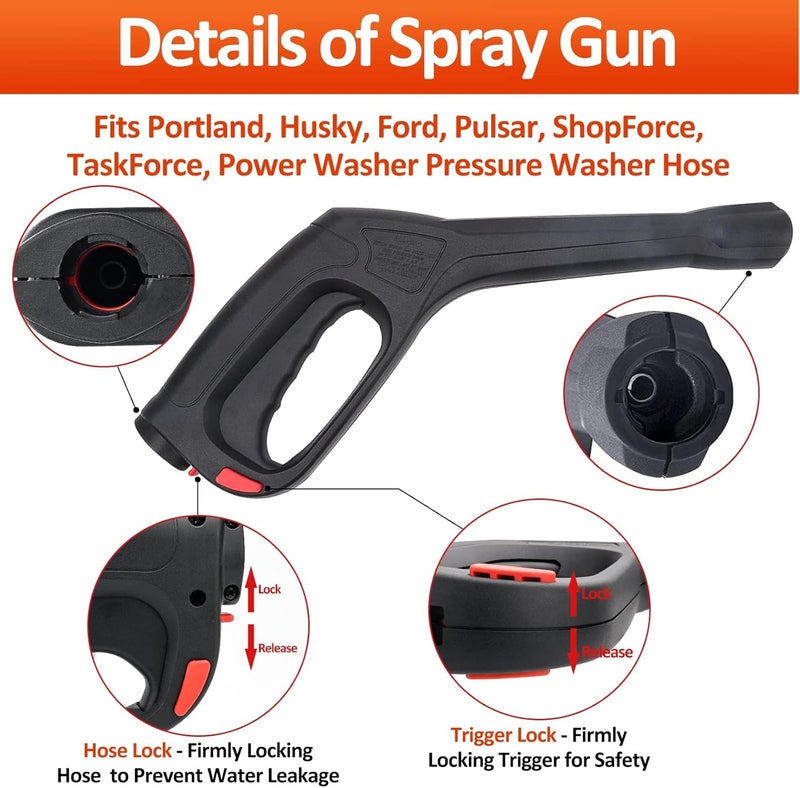 BEAR FORCE High Pressure Water Spray Gun Wand Nozzle & 32FT Hose, Replacement Pressure Washer Gun Compatible with Portland Pulsar Husky Powerwasher TaskForce TaskMaster ShopForce Electric Pressure Washers - Image 2