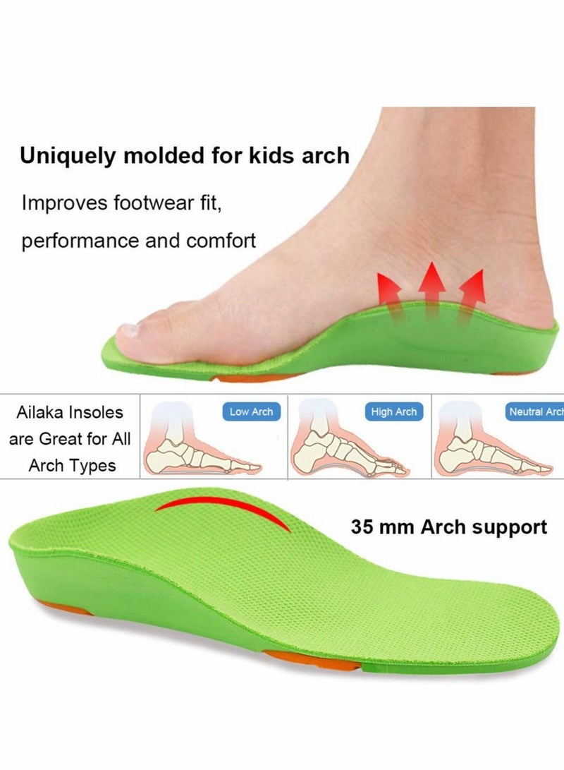 SYOSI نعل داخلي تقويمي، نعل داخلي تقويمي للأطفال لدعم قوس القدم، نعل داخلي من إسفنج البولي يوريثين للأطفال للقدم المسطحة، التهاب اللفافة الأخمصية، تخفيف آلام كعب القدم، دعم قوس القدم المرتفع للرجال والنساء (36-39) - Image 2