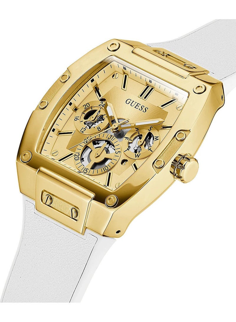 Guess Gold Tone Case White Genuine Leather men’s Watch GW0202G6 - Image 3