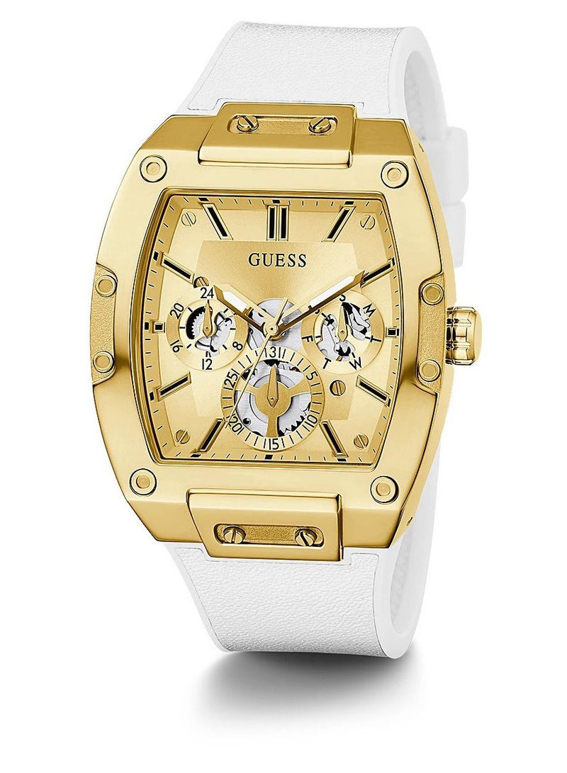 Guess Gold Tone Case White Genuine Leather men’s Watch GW0202G6 - Image 4