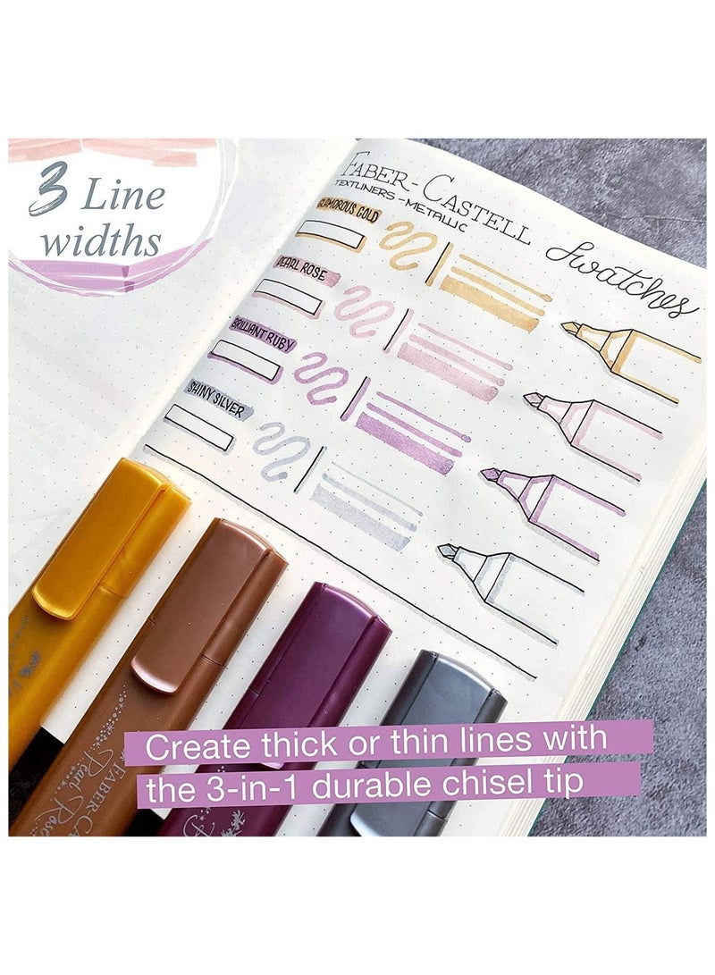 FABER-CASTELL 4-Piece Metallic Highlighter Set Multicolour  - Image 3