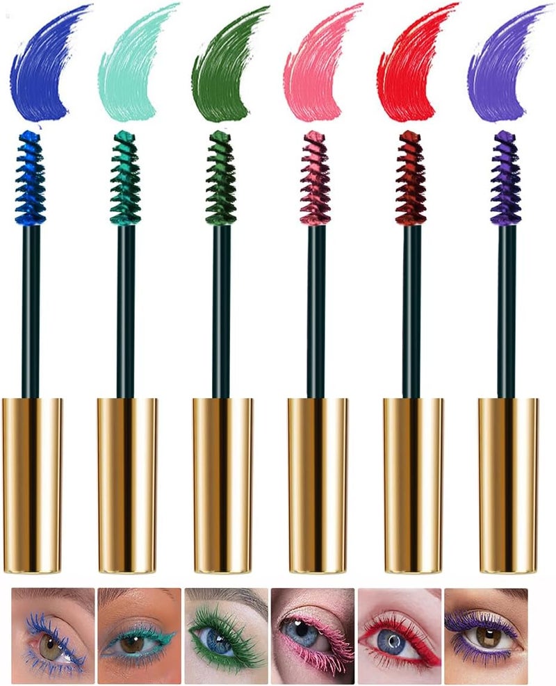 Fiber Lash Mascara 6 Colors Colorful Waterproof Long lasting Charming Mascara Waterproof Volume Eye lash Mascara for Eyelashes Set