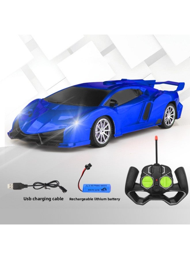 Direct Remote Control Car Charging Remote Control Car Drift High-speed Light Racing Children's Electric Toy Car-Color:Rambo (Sunshine Blue) + Open Window Portable Box-Proportion:3 Lithium + Charging Line + Remote Control 2 Batteries  - Image 1