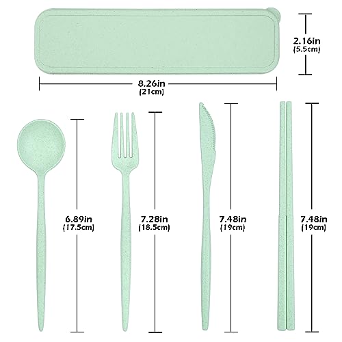 TROUSKAIG 4 Sets Reusable Utensils Set with Case,Travel Utensils with Case,Reusable Utensils for Lunch Box accessories,Portable Chopsticks Knife Fork and Spoon Lunch Utensils Set for Travel Daily Use - Image 2