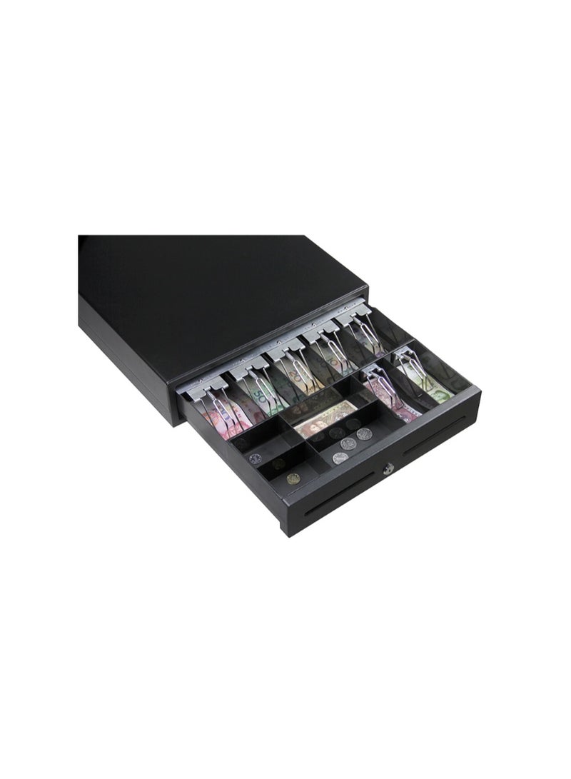 Kalon Heavy-Duty POS Cash Drawer with 5 Bill & 5 Coin Compartments – Secure Lock, 405x420x100mm – Black Metal Cash drawer Register Drawer for Retail & Restaurant Cafes SHOP Supermarkets, and service Cash Drawer - Image 3