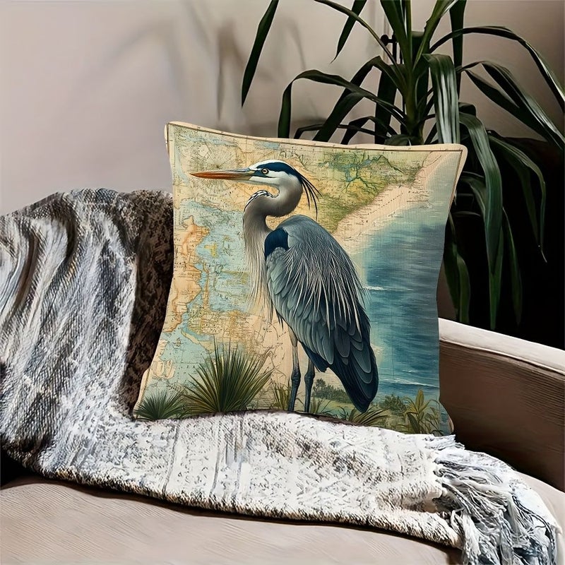 2D Flat Double Sided Elegant Crane Pillowcase 20x20 Inch Holiday Gift Cushion Cover Printed Polyester - Image 5